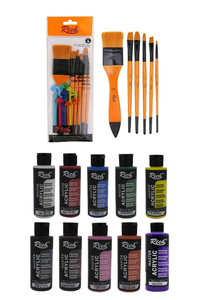 GLANCE - 10'lu Akrilik Boya 120 Cc +RİCH 6'LI KARMA FIRÇA SETİ GLANCE - 10'lu Akrilik Boya 120 Cc +RİCH 6'LI KARMA FIRÇA SETİ