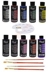 GLANCE - Akrilik Boya Rich 120 CC 10'LU Set Fırça+Palet Hediyeli