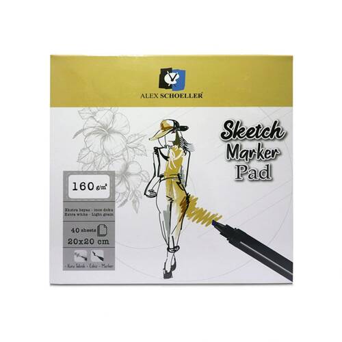 Alex Schoeller Sketch Marker Pad 20x20cm 160 gr 40 Yaprak - 1