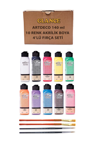 GLANCE - Artdeco 140 ml Ana Renkler Akrilik Boya 10'lu Set-Glance Fırça Hediyeli GLANCE - Artdeco 140 ml Ana Renkler Akrilik Boya 10'lu Set-Glance Fırça Hediyeli