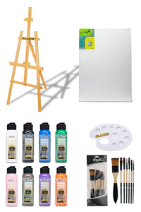 GLANCE - Artdeco 140 ml Gold Multi Surface Akrilik Boya Seti 8li Canlı Renkler 3 Ayaklı Şövale Başlangıç Seti GLANCE - Artdeco 140 ml Gold Multi Surface Akrilik Boya Seti 8li Canlı Renkler 3 Ayaklı Şövale Başlangıç Seti