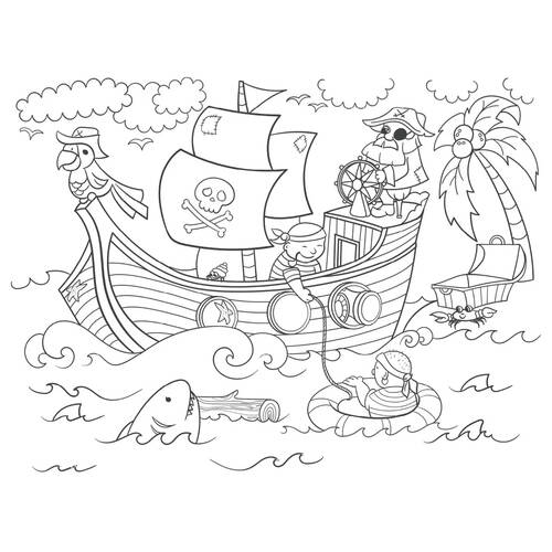 Artdeco Desenli Tuvaller Çocuk 40x50cm Korsanlar Gemide - 1
