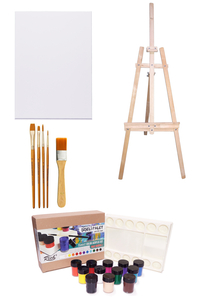 GLANCE - Ayaklı Şövale 35x50 cm Tuval Şişeli Palet 25x12 ml Akrilik Set GLANCE - Ayaklı Şövale 35x50 cm Tuval Şişeli Palet 25x12 ml Akrilik Set