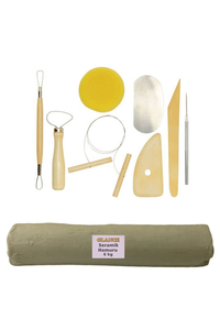 GLANCE - Beyaz Seramik Hamuru 6 kg 8'li Seramik Şekillendirme Seti