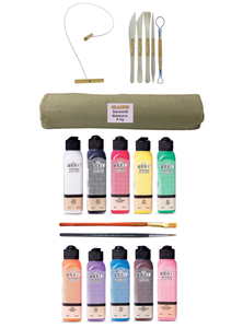 GLANCE - Beyaz Seramik Hamuru 6 kg Kil Kesme Teli 5'li Ebeşuar Artdeco 10x140 ML Akrilik Boya GLANCE - Beyaz Seramik Hamuru 6 kg Kil Kesme Teli 5'li Ebeşuar Artdeco 10x140 ML Akrilik Boya