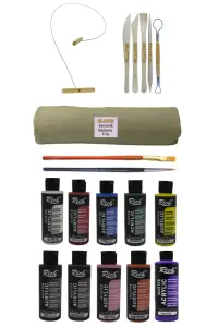 GLANCE - Beyaz Seramik Hamuru 6 Kg Kil Kesme Teli 5'li Ebeşuar Rich 10x120 Cc Akrilik Boya GLANCE - Beyaz Seramik Hamuru 6 Kg Kil Kesme Teli 5'li Ebeşuar Rich 10x120 Cc Akrilik Boya