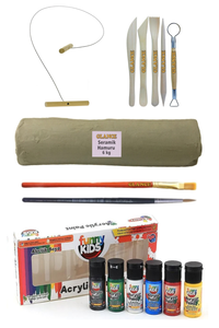 GLANCE - Beyaz Seramik Hamuru 6 kg Kil Kesme Teli 5'li Ebeşuar Rich Funny Kids 20 ML Akrilik 6 LI Set GLANCE - Beyaz Seramik Hamuru 6 kg Kil Kesme Teli 5'li Ebeşuar Rich Funny Kids 20 ML Akrilik 6 LI Set