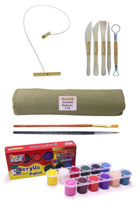 GLANCE - Beyaz Seramik Hamuru 6 kg Kil Kesme Teli 5'li Ebeşuar Rich Funny Kids 25 ML Akrilik 12 Lİ Set GLANCE - Beyaz Seramik Hamuru 6 kg Kil Kesme Teli 5'li Ebeşuar Rich Funny Kids 25 ML Akrilik 12 Lİ Set