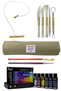 GLANCE - Beyaz Seramik Hamuru 6 kg Kil Kesme Teli 5'li Ebeşuar Rich Master-Mix Akrilik Ser 6 LI 60 CC GLANCE - Beyaz Seramik Hamuru 6 kg Kil Kesme Teli 5'li Ebeşuar Rich Master-Mix Akrilik Ser 6 LI 60 CC