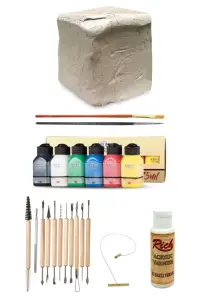 GLANCE - Beyaz Seramik Hamuru 6 Kg Kil Şekillendirme Set 11'li Artdeco Akrilik Boya 6x75 ml Canlı Renkler GLANCE - Beyaz Seramik Hamuru 6 Kg Kil Şekillendirme Set 11'li Artdeco Akrilik Boya 6x75 ml Canlı Renkler