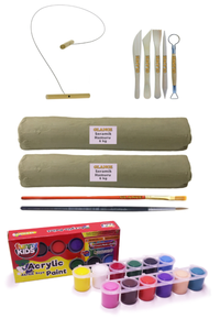 GLANCE - Beyaz Seramik Hamuru 6x2 kg Kil Kesme Teli 5'li Ebeşuar Rich Funny Kids 25 ML Akrilik 12 Lİ Set GLANCE - Beyaz Seramik Hamuru 6x2 kg Kil Kesme Teli 5'li Ebeşuar Rich Funny Kids 25 ML Akrilik 12 Lİ Set