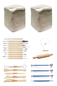 - Beyaz Seramik Hamuru 6x2 kg Kil Şekillendirme Gereçler 24 Parça Set  - Beyaz Seramik Hamuru 6x2 kg Kil Şekillendirme Gereçler 24 Parça Set