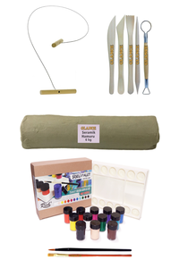 GLANCE - Beyaz Seramik Hamuru 6xkg Kil Kesme Teli 5'li Ebeşuar Rich Şişeli Palet 25 ml x 12'li Akrilik Set GLANCE - Beyaz Seramik Hamuru 6xkg Kil Kesme Teli 5'li Ebeşuar Rich Şişeli Palet 25 ml x 12'li Akrilik Set