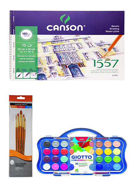 Canson 1557 Resim Defteri 35X50CM 180 Gram 15 Yaprak Giotto 36 Lı Suluboya Seti - 1