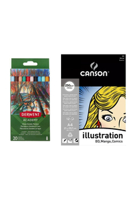 CANSON - Canson Manga A4 Defter Academy Water Soluble Marker 20 Renk Keçeli Kalem Set
