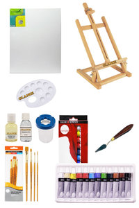 GLANCE - Daler Rowney Simply Yağlı Boya 12 Renk x 12 ml Masa Üstü Şövale Seti