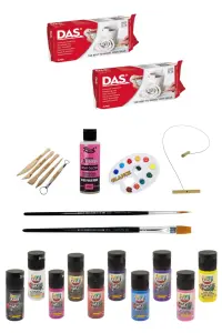 DAS - Das Beyaz 2x500gr Kil Başlangıç Seti Funny Kıds 20ml 10'lu Akrilik Boya Başlangıç Seti