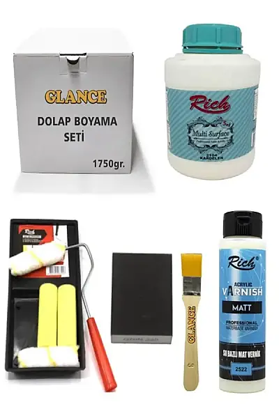Glance Dolap Boyama Seti Multi Surface 1750 gr Kardelen - Mat Vernik - 1