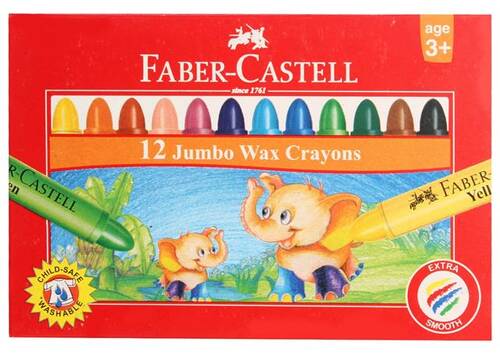 Faber Castell Süper Yıkanabilir Mum Boya 12 Renk - 1
