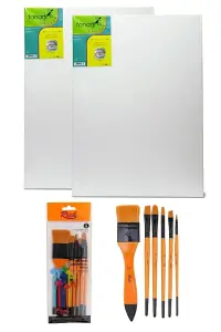 GLANCE - Fanart Academy Tuval %100 Pamuk 280 gr 35x50 - Rich Profesyonel 6'lı Karma Fırça Seti