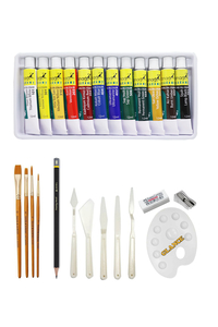 GLANCE - Fanart Academy Yağlı Boya Seti 12x12ml Daler Rowney 4'lü Fırça Seti Plastik Spatül Dereceli Kalem GLANCE - Fanart Academy Yağlı Boya Seti 12x12ml Daler Rowney 4'lü Fırça Seti Plastik Spatül Dereceli Kalem