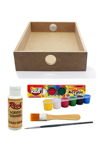 GLANCE - Funny Kids Akrilik Boya 6 Renk x 15 ml Set Ham Ahşap Mdf Çok Amaçlı Tepsi 22,5 cm x 15,5 cm x 3,5 cm GLANCE - Funny Kids Akrilik Boya 6 Renk x 15 ml Set Ham Ahşap Mdf Çok Amaçlı Tepsi 22,5 cm x 15,5 cm x 3,5 cm