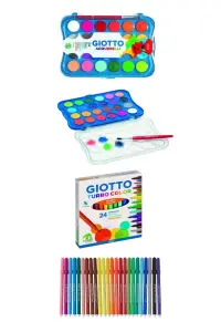 GLANCE - Giotto Aquarell Block Sulu Boya 30 Mm 24 Lü Kutu - Giotto Turbo Color 24 Lü Keçeli Kalem