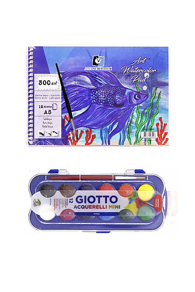Giotto Suluboya Seti 23 mm 12'li Alex Schoeller Sulu Boya Defteri A5 300 gram 12 Yaprak - 1
