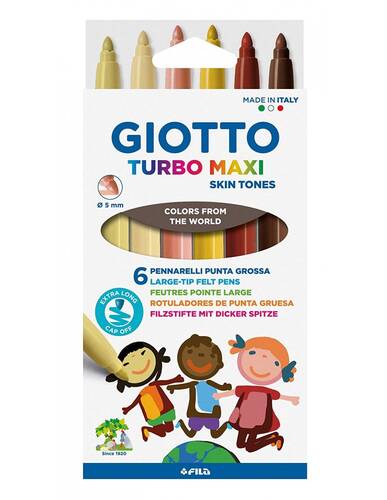 Giotto Turbo Maxi 6'lı Keçeli Kalem Skin Tones - 1