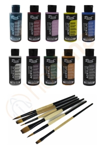 GLANCE - Glance Akrilik Boya Rich 10X120CC 10 RENK+6'lı Karma Fırça Seti GLANCE - Glance Akrilik Boya Rich 10X120CC 10 RENK+6'lı Karma Fırça Seti