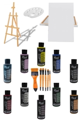 GLANCE - Glance Ayaklı Şövale Seti - 50x70 Tuval - Rich Akrilik 120cc - Rich Fırça