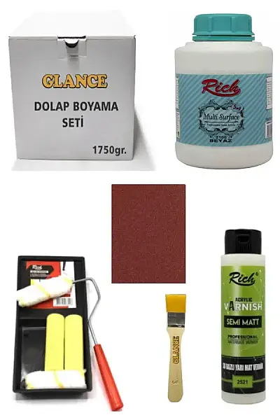 Glance Dolap Boyama Seti Multi Surface 1750 GR (Beyaz )Genel Amaçlı Boyama Seti - 1