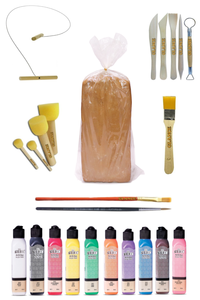 GLANCE - Kırmızı Çömlek Çamuru 10 kg Artdeco 10x140 ML Akrilik Boya Kesme Teli 5'li Ebeşuar Fırça Ponpon Set GLANCE - Kırmızı Çömlek Çamuru 10 kg Artdeco 10x140 ML Akrilik Boya Kesme Teli 5'li Ebeşuar Fırça Ponpon Set