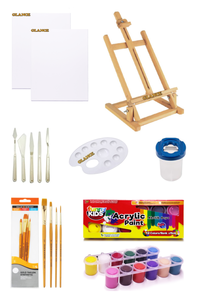 GLANCE - Masaüstü Şövale Rich Funny Kids 15 ML Akrilik 12 Lİ Başlangıç Seti