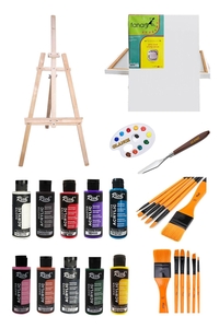 GLANCE - Rich 120 cc Akrilik Boya - 50X70 Tuval -Metal Spatulalı Şövale Seti GLANCE - Rich 120 cc Akrilik Boya - 50X70 Tuval -Metal Spatulalı Şövale Seti