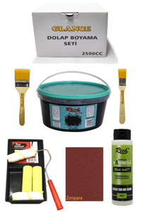 GLANCE - Rich 2500 cc 3,5kg Multi Surface Siyah Dolap Boyama Seti Mobilya Boyama Seti Yarı Mat Tava Rulo Set GLANCE - Rich 2500 cc 3,5kg Multi Surface Siyah Dolap Boyama Seti Mobilya Boyama Seti Yarı Mat Tava Rulo Set