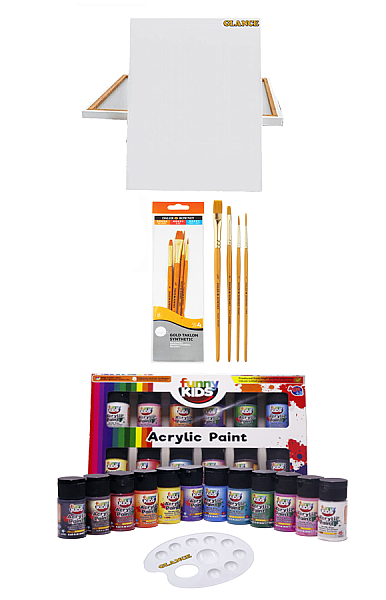 Rich Funny Kids 20 ML Akrilik Boya 12 Li-25x35 Tuval Set - 1