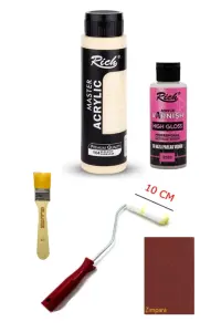 RİCH - Rich Master Akrilik Boya Krem 500 Cc. Dolap Boyama + Mobilya Boyama Seti Parlak Vernik