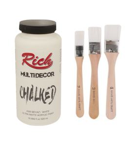 RİCH - RİCH MULTİ DECOR CHALKED 500 CC BEYAZ+3'LÜ ZEMİN FIRÇA RİCH - RİCH MULTİ DECOR CHALKED 500 CC BEYAZ+3'LÜ ZEMİN FIRÇA