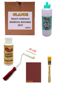 GLANCE - Rich Multi Surface Pudra Mor 500 CC Mobilya Boyama Seti GLANCE - Rich Multi Surface Pudra Mor 500 CC Mobilya Boyama Seti