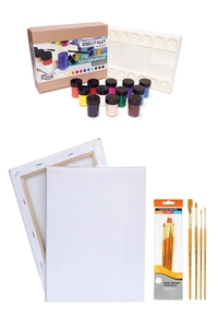 GLANCE - Rich Şişeli Palet 25 ml x 12'li Akrilik Set 35x50 Tuval Daller Rowney 4'lü Fırça Seti GLANCE - Rich Şişeli Palet 25 ml x 12'li Akrilik Set 35x50 Tuval Daller Rowney 4'lü Fırça Seti