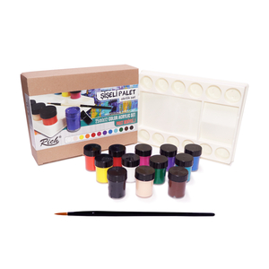 GLANCE - Rich Şişeli Palet 25 ml x 12'li Akrilik Set Fırça Hediyeli GLANCE - Rich Şişeli Palet 25 ml x 12'li Akrilik Set Fırça Hediyeli