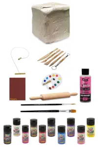 GLANCE - Seramik Hamuru 6kg Kil Kesme Teli Ebeşuarlı Funny Kıds Akrilik Boya 20ml Vernikahşap,merdane Set GLANCE - Seramik Hamuru 6kg Kil Kesme Teli Ebeşuarlı Funny Kıds Akrilik Boya 20ml Vernikahşap,merdane Set