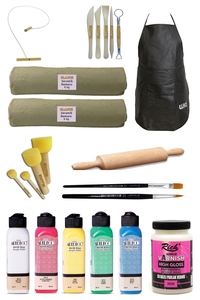 GLANCE - Seramik Hamuru 6x2 kg Kil Kesme Teli Ebeşuarlı Artdeco 140 ml 5'li Akrilik,Ponpon,Ahşap Merdane Set GLANCE - Seramik Hamuru 6x2 kg Kil Kesme Teli Ebeşuarlı Artdeco 140 ml 5'li Akrilik,Ponpon,Ahşap Merdane Set