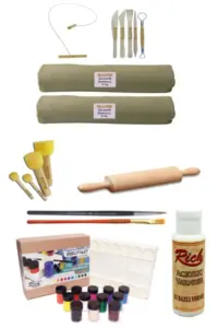 GLANCE - Seramik Hamuru 6x2 Kg Kil Kesme Teli Ebeşuarlı Şişeli 25 Ml Akrilik 12li , Ponpon,ahşap Merdane Set GLANCE - Seramik Hamuru 6x2 Kg Kil Kesme Teli Ebeşuarlı Şişeli 25 Ml Akrilik 12li , Ponpon,ahşap Merdane Set