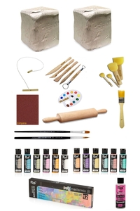 GLANCE - Seramik Hamuru 6x2 kg Kil Kesme Teli EbeşuarlıRich 60ccAkrilik 12li PastelVernik,Ahşap.Merdane Set GLANCE - Seramik Hamuru 6x2 kg Kil Kesme Teli EbeşuarlıRich 60ccAkrilik 12li PastelVernik,Ahşap.Merdane Set