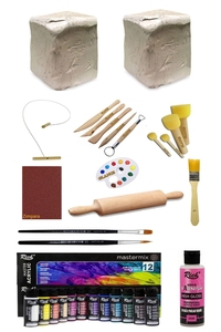 GLANCE - Seramik Hamuru 6x2 kg Kil Kesme Teli EbeşuarlıRich 60ccAkrilik 12li Vernik, Ponpon,AhşapMerdane Set GLANCE - Seramik Hamuru 6x2 kg Kil Kesme Teli EbeşuarlıRich 60ccAkrilik 12li Vernik, Ponpon,AhşapMerdane Set