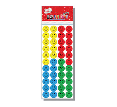 Ticon 3D Puffy Sticker 4 Renk Üzgün - Mutlu Yüz - 1