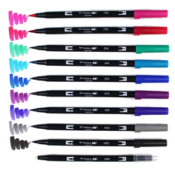 Tombow AB-T Dual Brush Pen Grafik Kalem Seti Galaxy (Galaksi Renkleri) 10 Renk - Thumbnail