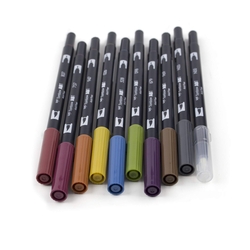 Tombow AB-T Dual Brush Pen Grafik Kalem Seti Muted (Yumuşak Renkler) 10 renk - Thumbnail